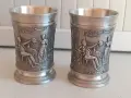 Джобна манерка и чаши за ракия от калай  Antik*Vintage #51, снимка 8