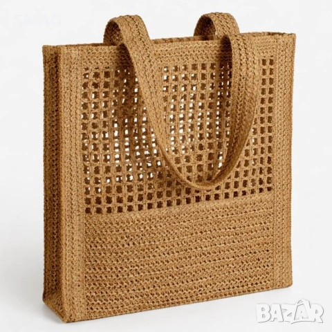 Сламена tote чанта плетена естествена 32x8x36cm_1261995