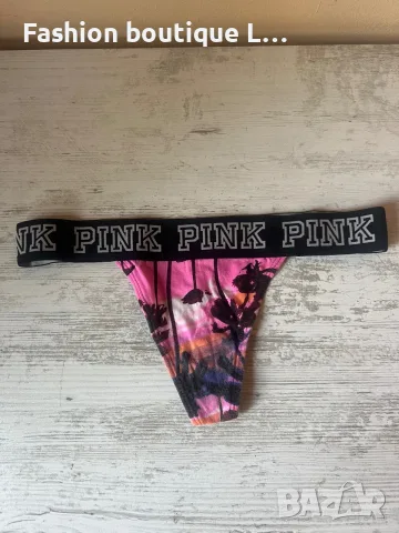 2.5 евро PINK дамски памучни прашки с ластик и с цикламен десен на палми S размер 🩷