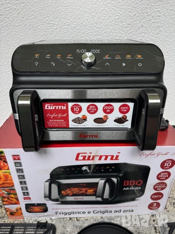  Еърфрайър и Грил Girmi FG77 Ecofrit, 10L, 2000W Фритюрник – Двойно Нагряване и Бездимен BBQ Режим, снимка 5 - Фритюрници - 54486449