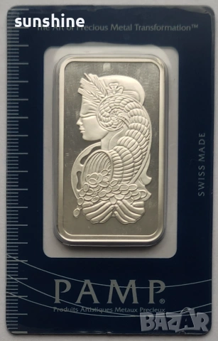 Silver Bar PAMP Lady Fortuna Minted 1oz 999 Swiss | Швейцарско Сребърно кюлче 31,1 грама проба 999, снимка 6 - Нумизматика и бонистика - 55060800