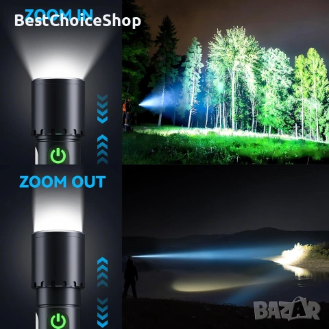 Фенерче LED Супер ярко. Презареждащо се, с 9 режима, кука за закачане и мощен магнит, водоустойчиво, снимка 12 - Друга електроника - 54990044