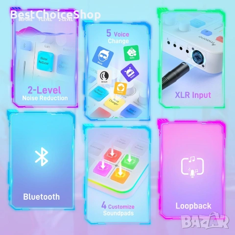 Maono аудио миксер интерфейс професионален, Bluetooth 48V, RGB за стрийминг, подкасти, гейминг, снимка 9 - Други - 55056633