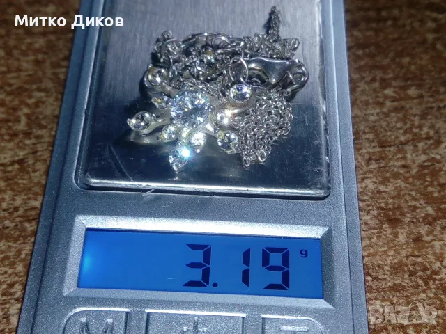 Детско сребърно колие проба 925 с висулка с кристали 3.19грама, снимка 8 - Колиета, медальони, синджири - 55412753