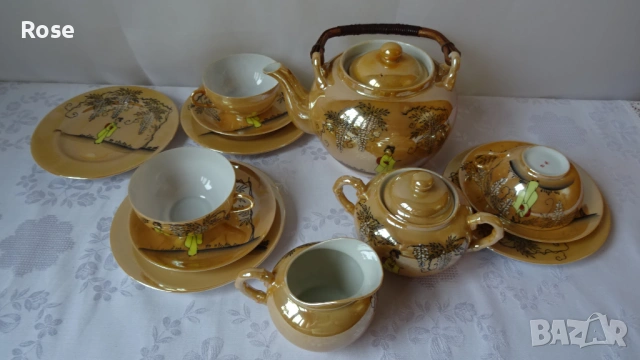 Японски порцеланови тройни сетове, чайник, захарница и каничка, снимка 10 - Сервизи - 53976446