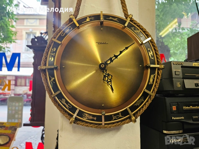 Стенен часовник Diehl Zodiac – Немски антикварен шедьовър от златната ера на дизайна, снимка 8 - Стенни часовници - 55141976