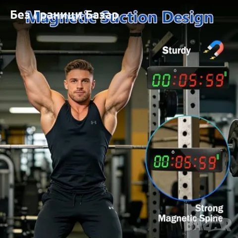 Нов LED фитнес таймер с магнит, HIIT Tabata хронометър, Type-C, 5 яркости за бокс и тренировки, снимка 2 - Фитнес уреди - 55580917