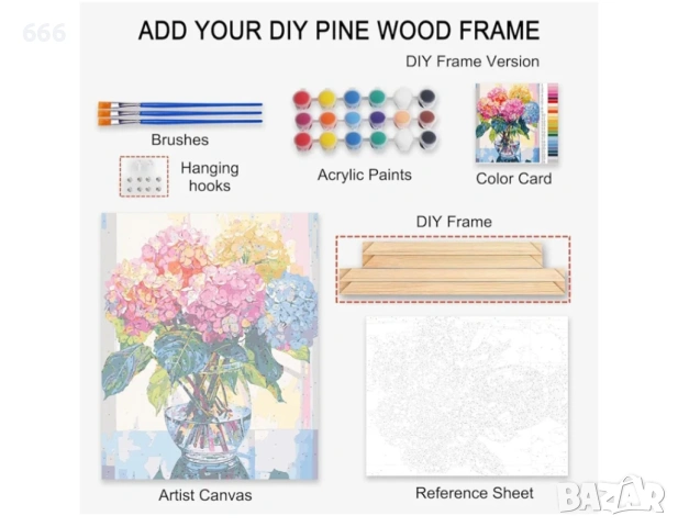 Комплект рисуване по номера Художник, 40 x 30 cm + рамка, снимка 3 - Други стоки за дома - 54192103