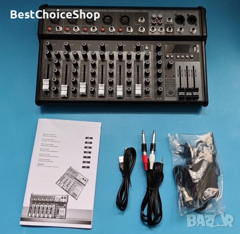 Професионален аудио миксер Depusheng, 7-канален аудио интерфейс, 16-битов DSP DJ Bluetooth миксер, снимка 3 - Аудиосистеми - 54102265