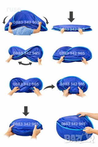 НОВА! Плажна палатка тента саморазгъваща Pop-up 180x125x83см , снимка 6 - Палатки - 51693233