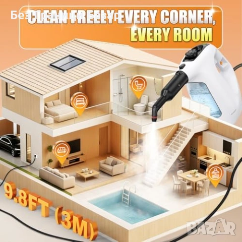 Нова Парочистачка с бързо загряване 450 мл за тапицерия прозорци баня чистене, снимка 8 - Други стоки за дома - 54043342