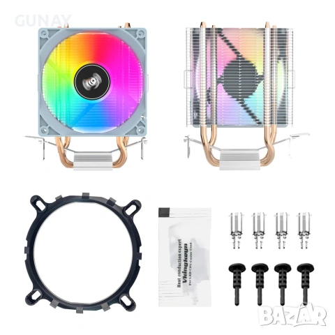 Aigo ICE200PRO CPU охладител, 3-pin PWM RGB вентилатор за Intel 1700/1155/1156/1366 AMD AM3/AM4/AM5, снимка 3 - Други - 54963906