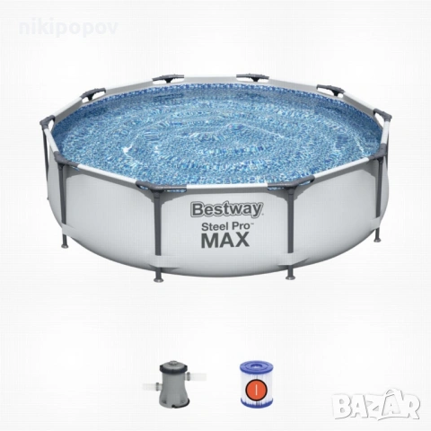 BESTWAY кръгъл басейн с ф. помпа 3.05m x 76cm Steel Pro, снимка 3 - Други - 54646162