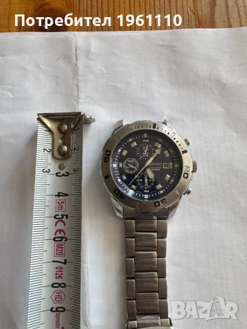 SEIKO, Мъжки кварцов часовник аналогов хронограф WR 100M син циферблат., снимка 9 - Антикварни и старинни предмети - 55475699