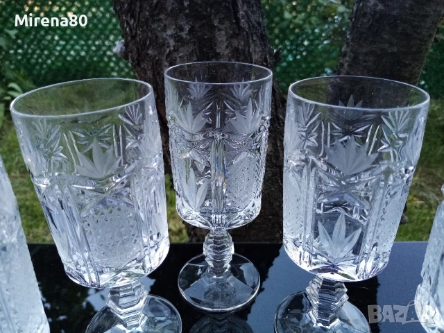 Кристални чаши за вино 5 бр. - Югославия !, снимка 2 - Чаши - 54443970