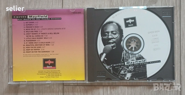 Curtis Mayfield ‎– Get Down To The Funky Groove Оригинален диск Издание 🇬🇧 UK 1994г Стил:FUNK , SO, снимка 3 - CD дискове - 55149344