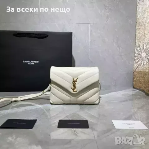 YSL / Loulou Toy / White / Toy / Бяла Чанта За През Рамо Естествена кожа 20 X 14 X 7,5 Cm Код ch53, снимка 2 - Чанти - 55417184