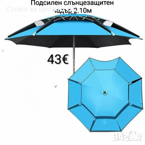 Подсилен слънцезащитен чадър 2.10м