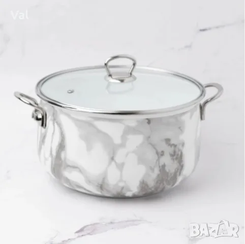 Тенджера Goldmann GM 8017-20W, 22/24 Емайл, Индукция, Бял/ Мрамор, снимка 2 - Съдове за готвене - 55340408