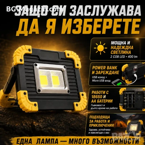 Мощна сервизна работна къмпинг лампа осветление преносима LED фенер USB за риболов палатка работа, снимка 5 - Къмпинг осветление - 51017061