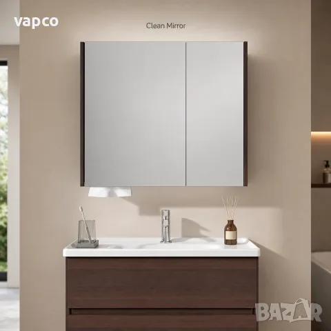 Луксозен шкаф за баня от масивно дърво с две чекмеджета и смарт огледало - 2805, снимка 9 - Шкафове - 55480655
