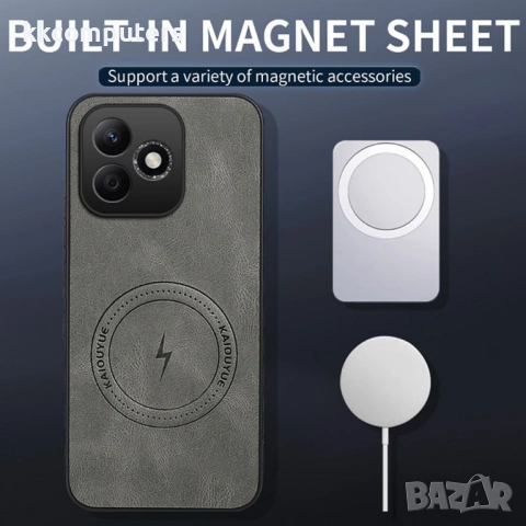 WANLONFENG SD Магнитен Калъф за Honor 600 Lite 5G - PC+TPU, Nappa текстура, 2 стъкла, 4 цвята, снимка 5 - Калъфи, кейсове - 54226445