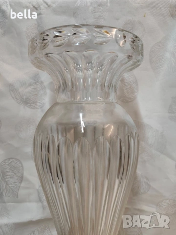 Кристална масивна висока ваза репродукция на Baccarat -Музея на стъклото., снимка 5 - Вази - 54878575