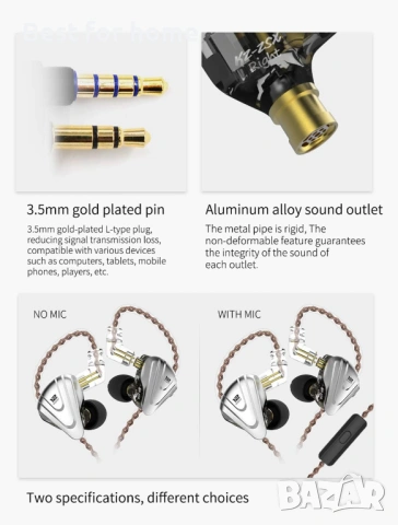 Вградени монитори, KZ ZSX 1DD+5BA Хибридни HiFi стерео шумоизолиращи спортни IEM слушалки, снимка 7 - Слушалки и портативни колонки - 54734867