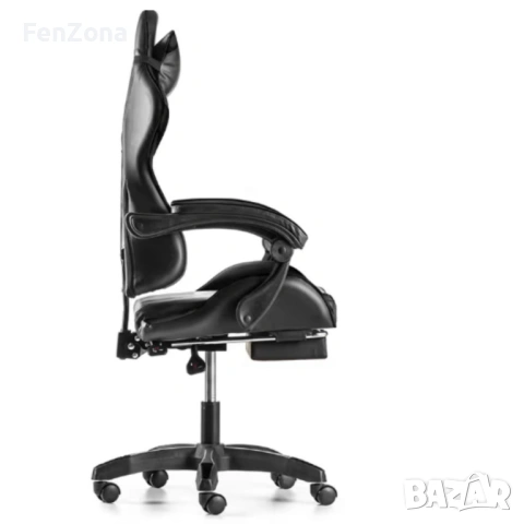 Геймърски стол с поставка за крака - подходящ за деца и тинейджъри- черно-син, въртящ, с масажна фун, снимка 11 - Столове - 54096569