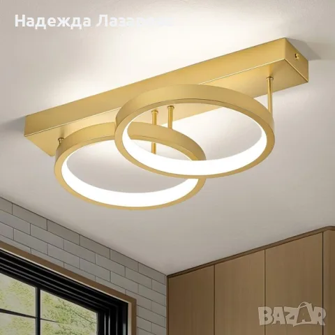 LED таванна лампа 2-пръстен модерен вграден 38 см – Злато