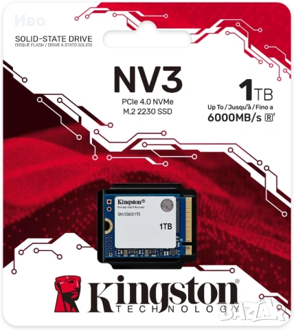 Нов SSD Kingston 1TB NV3 NVMe, PCIe 4.0, M.2 2230, с 5 години гаранция