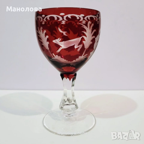 Шест чаши от Бохемско стъкло Egermann., снимка 3 - Колекции - 55289243