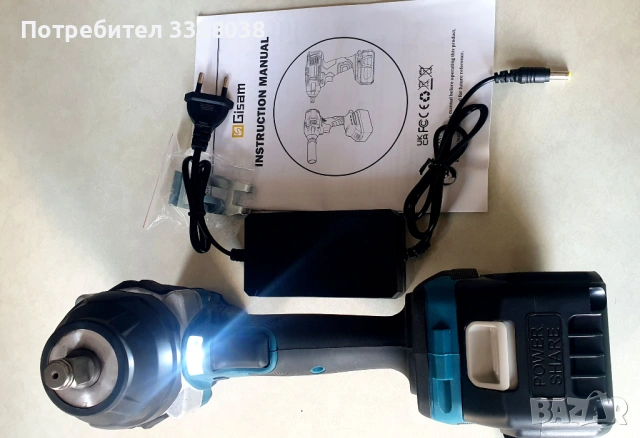 Акумулаторен гайковерт GISAM 1800 Nm, снимка 3 - Винтоверти - 52825202