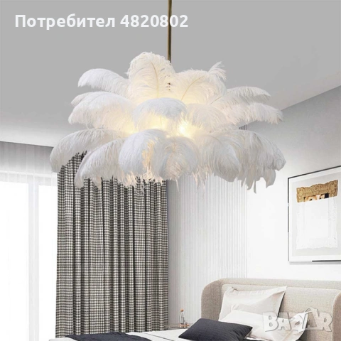 Feathra – висяща лампа с пера, снимка 6 - Лампи за таван - 54605768