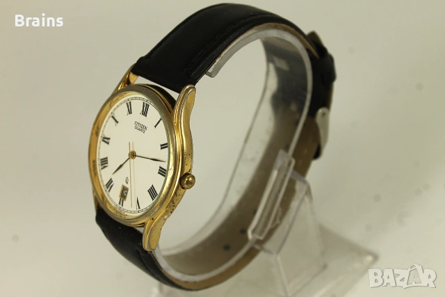 1980's Японски Мъжки Позлатен Часовник CITIZEN CQ Quartz, снимка 3 - Мъжки - 55014417