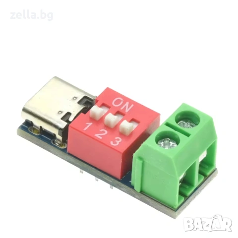 Комплект от 2 броя USB Type-C PD QC 100W тригер модула с DIP превключвател – 5V–20V 10471, снимка 5 - Друга електроника - 54703810