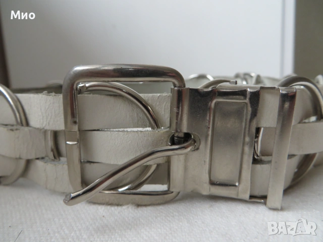 Бял колан, естествена кожа, 91 см, снимка 2 - Колани - 54166711