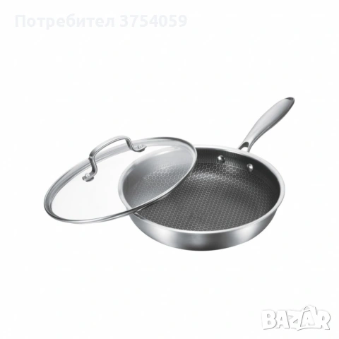 Тиган с капак Goldmann GM 1128-24, 1128-26 , 24x5 см./26х5 см., Трислойно дъно, Незалепващо покритие, снимка 5 - Съдове за готвене - 55182361