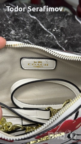 Дамска чанта Coach Nolita Cherry Print White / Чанта с череши, снимка 2 - Чанти - 55278676