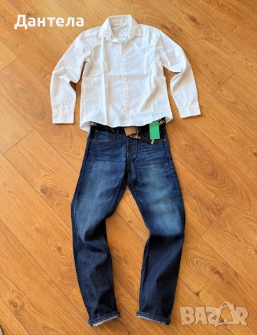 H&M детски нови дънки и риза, снимка 5 - Детски панталони и дънки - 54218184