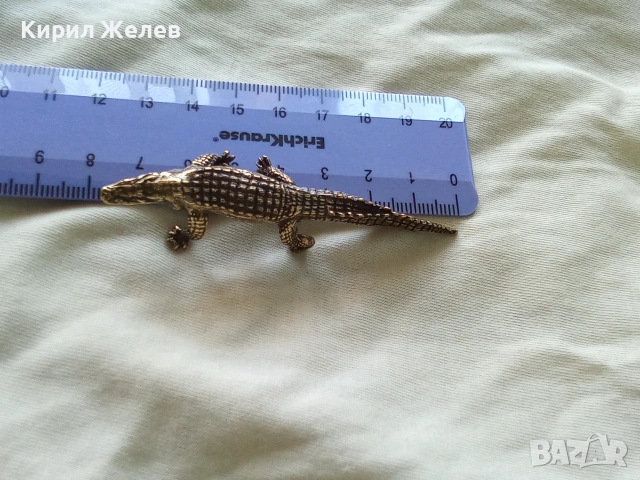 Бронзова фигурка на алигатор 27574, снимка 4 - Колекции - 55201932