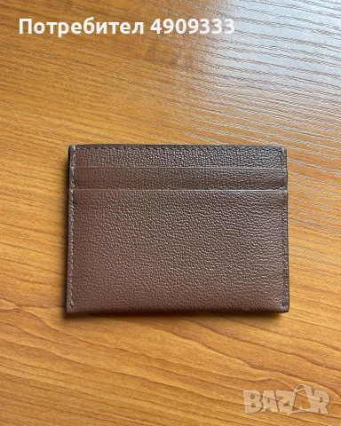 Кожено портмоне тип card holder, Burberry, тъмно кафяво, снимка 3 - Портфейли, портмонета - 55556028