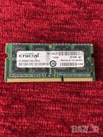RAM памет за лаптоп Crucial 8GB DDR3 SODIMM. 1333mhz