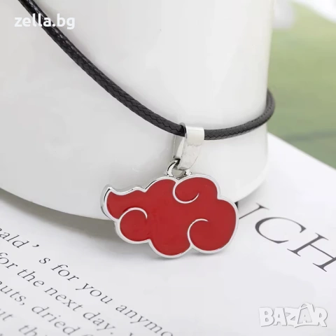 Метално колие Naruto Akatsuki Red Cloud 3.5 см – Аниме аксесоар, косплей, подарък за фенове 10154, снимка 3 - Колиета, медальони, синджири - 54659207