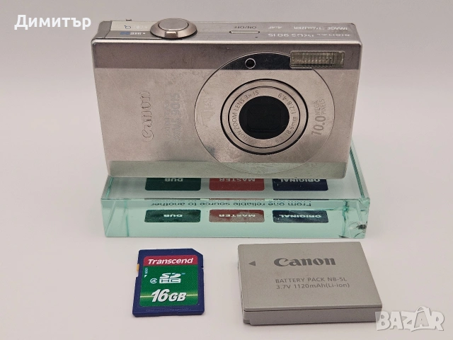 Canon IXUS 90 IS digital photo camera 10MP дигитален фотоапарат камера с батерия и мемори карта 