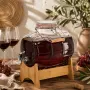 Стъклен диспенсър за напитки 8L, с кран и бамбукова поставка, снимка 3