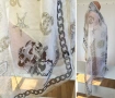 Chanel Дамски Шал Шанел Прозрачен Лого Символи Бял Бежов Черен , снимка 9