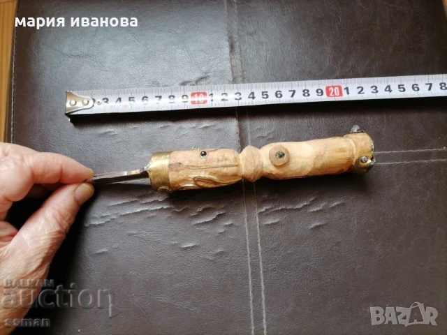 стар нож с украса и тайник-2, снимка 3 - Антикварни и старинни предмети - 54939225