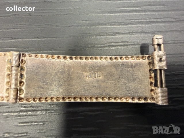 Стара сребърна гривна с многоцветен емайл. №8070, снимка 4 - Гривни - 54062209