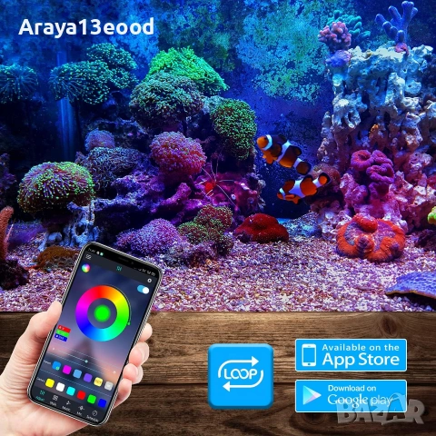GreenSun LED аквариумно осветление 78 см RGB с APP управление, IP68 водоустойчиво, снимка 5 - Оборудване за аквариуми - 55220542